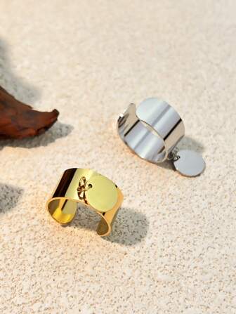 1 件简约时尚不锈钢戒指，情人节礼物情人节