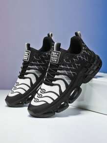 أحذية كرة السلة الرجالية ذات الوسادة، أحذية رياضية مريحة ومانعة للانزلاق وقابلة للتنفس ومانعة للصدمات، أحذية رياضية خارجية كاجوال مريحة قابلة للتنفس للرجال - كل شيء باللون الأسود - مشاهدة 1