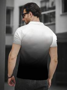 1pc Plus Size Men's Fashion Casual Collared Shirt With Button Details - 100% Polyester Polo Collar Top With Slight Stretch, Knitted Fabric, Regular Fit - Summer Golf Casual Chic Polo Shirt