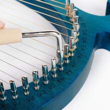 HaroldDol 16 Saiten Aklot Lyre Harp Mahagoni Holz mit Tuning Wrench String Pick Set Kit - Blau - Übersicht 5