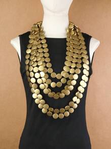 1pc Handmade Multilayer Wooden Bead Necklace, Exaggerated Bohemian Style For Party, Beach, Holiday Usage