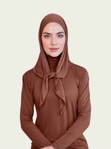 1pc Premium Instant Triangle Hijab, Crystal Linen Fabric One-Piece Headscarf, Quick Wrap Design, No Undercap Needed, Suitable For Daily Wear, Prayers And Outings For Dress - Premium Triangle Hijab - View 5