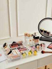 1/2/6 Pieces Of Simple Transparent Drawer Storage Box, Cosmetics Storage Box, 4 Sizes, Multi-Purpose Storage, Suitable For Office Desks, Cabinets, Dressing Tables, Cosmetics And Skincare Products, Interior Decoration, Home Decoration, Bedroom Decoration ,Jewellery Box,Pouch,Makeup Brush Holder,Brush Holder,Perfume Organiser,Pouch Bag - Multicolor - View 3