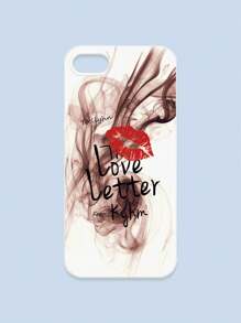 Lipmark & Smoke Pattern White Cellphone Case, "Love Letter" Romantic & Personalized Slogan Phone Case, Compatible With Iphone & Galaxy, IPhone 11/13/14/15/15 ProMax/16/16 Pro/16 Plus/16 ProMax, Galaxy Phones - Multicolor - View 16