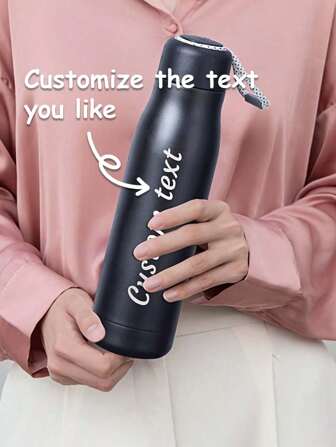 1 pièce Bouteille d'eau personnalisée avec nom, style minimaliste d'affaires, capacité de 550 ml, double paroi en acier inoxydable 304 pour isolation des boissons chaudes et froides, corde de portage pratique, tasse à boire pour les voyages, les sports, le bureau, l'école et la famille