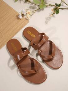 女士平底人字拖凉鞋，复古交叉简约时尚百搭人字拖