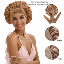 ZTZI Premium Satin Hair Protection Cap, Reusable Waterproof Shower Accessory - TT Matching Color Bow Round Hat - View 4