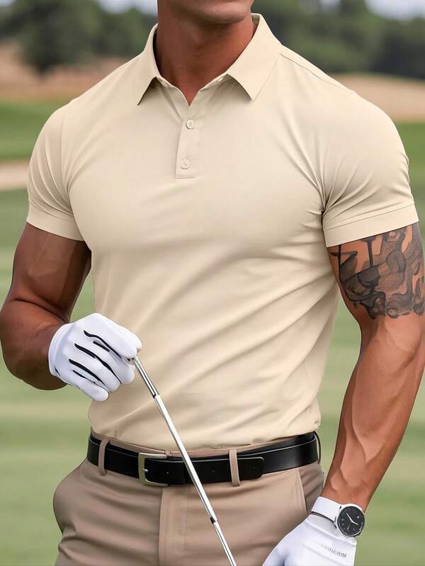 Herren einfaches Poloshirt mit kurzen Ärmeln, minimalistisch und modisch, geeignet für den Sommer