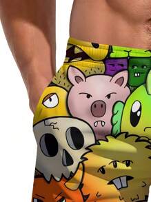 Plus Size Men's Hawaiian 3D Printed Casual Beach Shorts - Quick Dry, Drawstring Waist, Perfect For Summer Outings