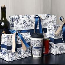 1 Stück/5 Stück/10 Stück Blumen Geschenktüten mit Schleifen - Multifunktionale Papiertaschen, geeignet für Hochzeiten, Valentinstag, Geburtstage usw. - perfekt für Feiertage und Einkaufen