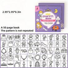 1 szt./6 szt. Mini kolorowanka do rysowania, kolorowanka do zabawy z graffiti, prosta kreskówkowa książka do rysowania linii, materiały edukacyjne dla przedszkolaków, 6 głównych motywów z 300 wzorami, bogata zawartość, odpowiednia do długopisów akwarelowych/markerów/ołówków/kredek itp., idealne prezenty do rysowania, powrót do szkoły