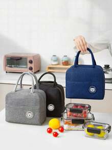 1pc Portable Polyester Lunch Bag,Cute Cartoon Bear Patched Durable Food Storage Bag For Picnic Bear Pattern Insulated Lunch Bag, Insulated Bento Box Bag, Thick Aluminum Foil Lunch Tote, Cooler Picnic Handbag, For Work And Outdoor Portable Lunch Box Bag, Lunch Bag, Work And School Storage Bag, Teacher Storage Bag, Classroom Bag, Classroom Storage Bag. A Gift For A Woman, A Gift For A Man. - Multicolor - View 3