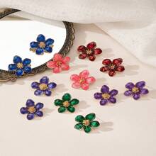 1 par de aretes de flor pequeña esmaltada para mujeres, adecuados para fiestas, exteriores y uso diario en San Valentín
