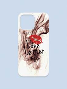 Lipmark & Smoke Pattern White Cellphone Case, "Love Letter" Romantic & Personalized Slogan Phone Case, Compatible With Iphone & Galaxy, IPhone 11/13/14/15/15 ProMax/16/16 Pro/16 Plus/16 ProMax, Galaxy Phones - Multicolor - View 17