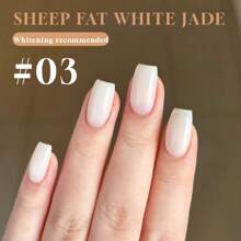 Miss Comoy Esmalte de Unha Transparente Vermelho da , Branco Coco, 15ml, 2025 Nova Cor Branco Jade Primavera e Verão Popular, Pedra Branca Leitosa, Duradouro, Terapia de Luz