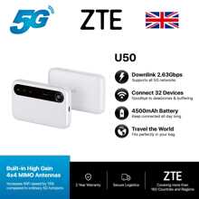 ZTE U50, 5G Portable WiFi Hotspot With SIM Slot Unlocked, Lowcost 5G Modem Router For 32 Devices - White - View 1