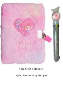 A6刺繡字母珠心絨布筆記本帶鎖，1入組，適用於學生日記、女孩日記、男女生禮物，內含80張紙張 - 彩色 - 查看 9