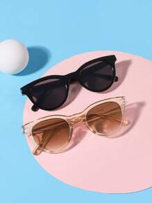 1/2 件装 青少年 12-16 岁 亚克力圆形镜框时尚眼镜，适合假日外出和作为节日礼物