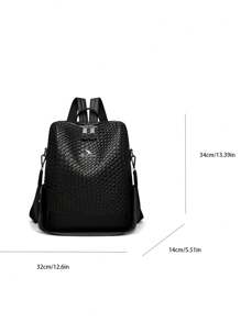 Luxury Women's Designer Brand Large Capacity Multifunctional Travel Backpack, High-Quality Leather Material, Suitable For Girls And Students - Black - View 3