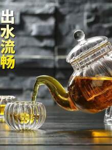 Hitzebeständiger Glas Blumentee-Topf, kreativer gestreifter Kürbis Glas Tee-Topf mit Teesieb Set