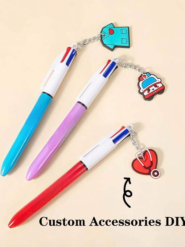 Personalized 4 In 1 Colorful Nurse Retractable Pen With Cute Ornaments, Custom Shape Diy, Birthday Christmas Thank You Gift For Nurses Medical Personnel Personalized 4 In 1 Colorful Nurse Retractable Pen With Cute Ornaments, Custom Shape Diy