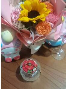 1pc Transparent Glass Tea/Candy/Grain Storage Jar With Hammer Texture Vintage Fabric Lid - Multicolor - View 5