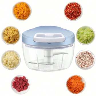 1 pieza Molinillo de ajo, picador de cebolla, procesador de alimentos manual, picador de verduras, picador de verduras en hebras, cortador de cebolla para jengibre, chiles, verduras y frutas