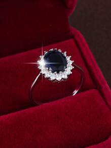 1 pieza Anillo con incrustaciones de zirconia de estilo de lujo