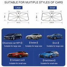 Car Sunshade Umbrella-Style Front Glass Sunshade Sunscreen Heat Insulation Cloth Car Windshield Sunshade Car Umbrella Shade