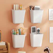 Simple White Wall Mounted Storage Box, Organized Storage For Makeup Brushes & Beauty Products - Multicolor - View 5