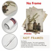 Set de 3 lienzos de arte moderno y vintage sin marco con rama de olivo - Perfecto para decoración de sala de estar y dormitorio, arte de pared, póster