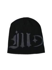 1pc Knitted Hat, Fashionable Versatile Knitted Beanie, Warm & Cold Protection For Autumn/Winter, European & American Style - Black - View 10