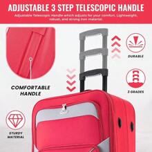 Deluxe 29' Large Luggage Lightweight Luggage Expandable Checked With Wheels Travel Bag Red 90 Litre - Red - View 3