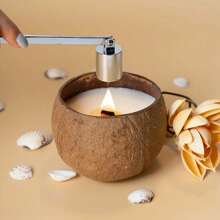 1/3pcs, 3.9 X 2.8 Inch Coconut Shell Candles, 1pc Handmade Poured Coconut Bowl Candle - Pineapple Papaya Scented, Dual Layer Wax Blend, Soy Wax Scented Candle, Wooden Wick
