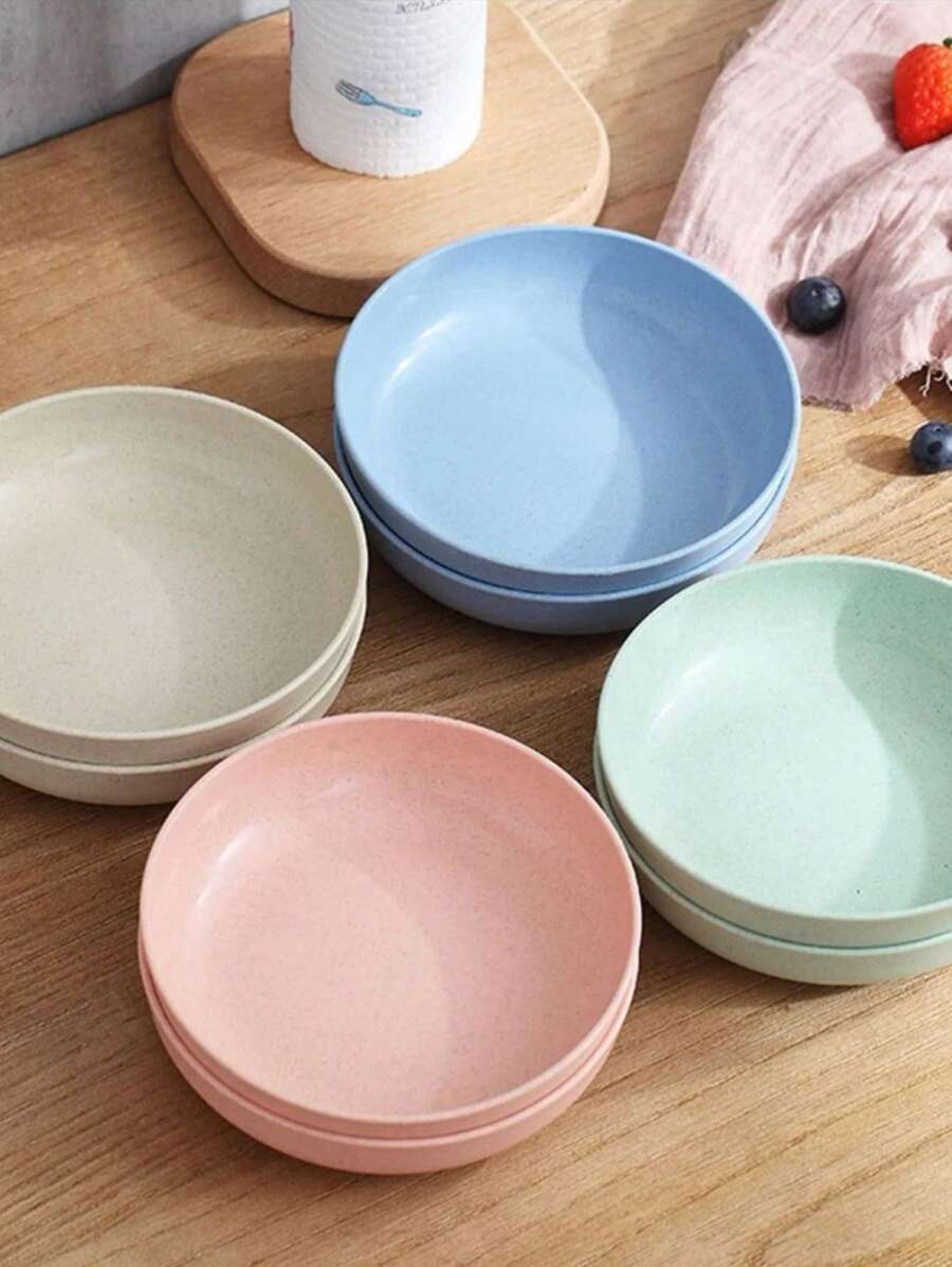 4pcs Random Color Round Plate, Simple PP Dish For Dining Room,Kitchen,Christmas Gift - Multicolor - View 1