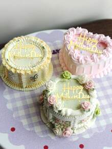 4Pcs Happy Mother's Day Acrylic Cake Topper - Shimmering Gold Cake Decorations, Reusable Laser-Engraved Decoration For Cakes, Dessert Tables & Mother's Day Celebrations.