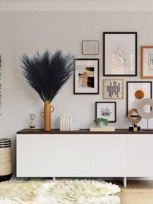 10/20/50pcs Black Faux Pampas Grass Artificial Reeds Large Tall Fluffy Artificial Fake Flower Bulrush Reed Grass Artificial Plants Boho Decor For Wedding Party Decoration, Home Living Room Bedroom Decor, Vase Arrangement, DIY Photoshoot Props,Fall Decor,Autumn - Black - View 6