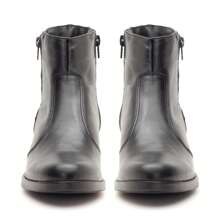 Genuine Leather Ankle Boot Casual Women's Country Bootie Mid Heel Side Zipper Winter - Negro - Ver 6