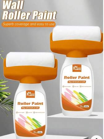 500g Large-Capacity Wall Water-Based Paint With Roller Brush, White And Pearl White, Can Be Used For Wall Cracking, Dirt, Renovation, Roller Brush Design Is Simple To Operate, Easy To Use, Convenient And Quick To With Wall Problems, Wall Repair Products.