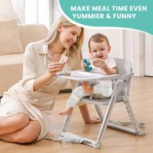 Ubravoo Portable Foldable Baby High Chair Booster Seat, 4-Levels Height Adjustable With Dual Tray, Lightweight (1.8kg) For Travel, Dining & Camping For Infants And Toddlers From 6 Months - Grey - View 6