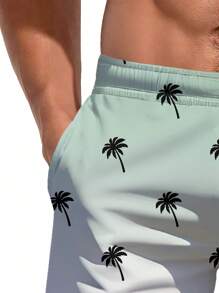 Plus Size Men's Hawaiian Print Casual Quick-Dry Drawstring Waist Beach Shorts - Perfect For Summer Outing