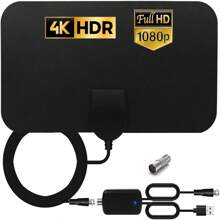 4K 1080P Digital TV Antenne mit hoher Auflösung, Keine Installation erforderlich, für Wohnzimmer und Schlafzimmer, kostenloser ATSC Digital TV Empfänger, dünne HDTV Antenne für den Heimgebrauch