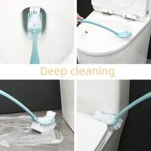 1 件热销双头马桶刷带支架，塑料浴室清洁刷，独立式，坚固耐用，带斜角刷毛，塑料手柄，无需电力浴室装饰 - 藍色 - 查看 9
