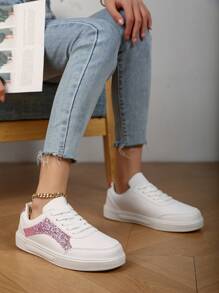 New Casual Leather Low-Top Lace-Up Flat Skate Shoes, Fashionable & Comfortable For Teenage Girls, Non-Slip Shock-Absorbing Sporty Sneakers For Middle/High School Students, Suitable For Outdoor Activities & Daily Wear