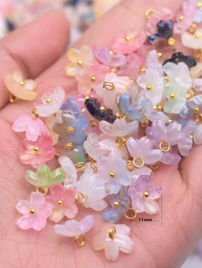 Random15pcs 11mm Colorful Cherry Blossom Pendant For Necklace Bracelets Making DIY Accessories
