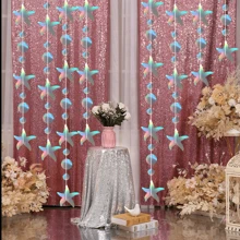 Banner a tema marino di 4 metri con elementi di meduse, sirene, stelle marine e conchiglie. Adatto per decorare sfondi di feste, decorazioni per la casa, lauree, Festa del papà, Festa della mamma, feste di compleanno, feste a tema, feste estive, decorazioni per camera da letto, compleanni