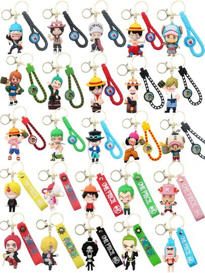 ONE PIECE 29 Stile One Piece Figur PVC Puppen Schlüsselanhänger Anhänger Monkey D. Tony Tony Chopper Zoro Süße Tasche Hängendes Zubehör Peripherie Geschenke Piratenkönig Kawaii Anime Figur Puppe Modell Spielzeug 6-8cm/2,36-3,15 Zoll