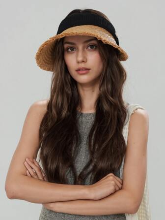 1pc Women Metal Edge Bill Brimless Hat, Casual Minimalist Fashion Retro Sun Visor Hat, Versatile For Commute, Outdoor Activities, Vacation, Suitable For Daily Use