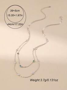Colar personalizado de prata 925 com zircônia cúbica colorida de dupla camada e estrelado, adequado para uso diário feminino, data, presente