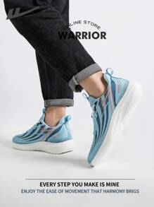 Warrior Fashionable Retro Men's Sports Shoes Spring And SummerLightweight Comfortable Breathable Running Shoes Modest Style Casual Yet Sleek Sneakers Applicable Throughout The Year Wear-Resisting All-Day Wear Training Sneakers Soft Sole - Blue - View 6